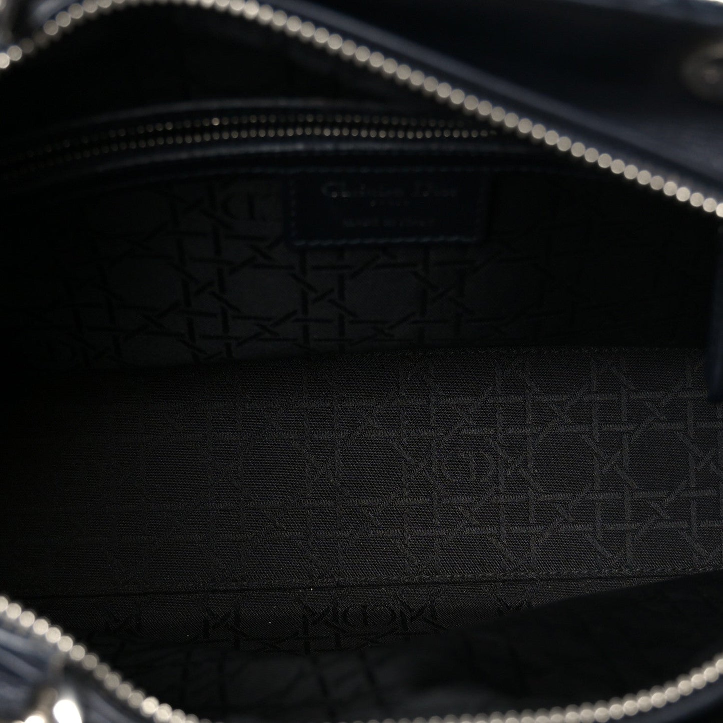Lambskin Cannage Large Lady Dior Navy Blue