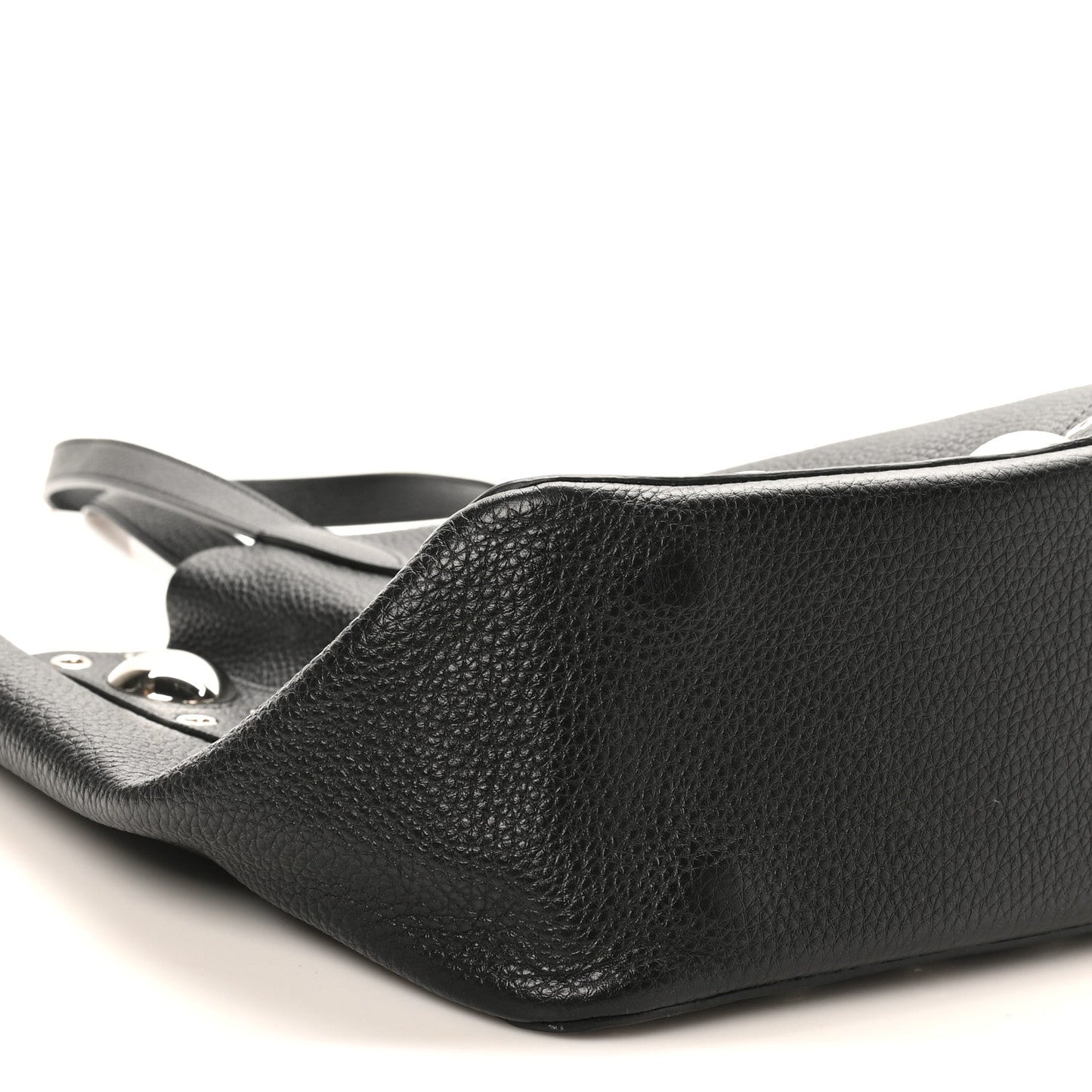 Grainy Calfskin Studded Medium Nellcote Shopping Tote Black