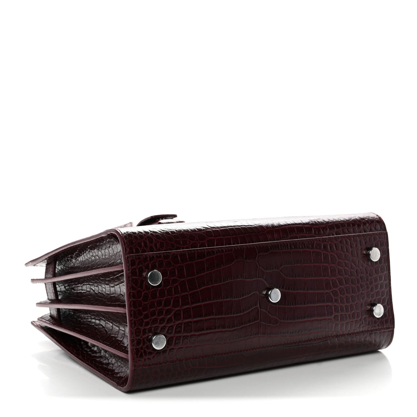 Calfskin Crocodile Embossed Baby Sac De Jour Bordeaux
