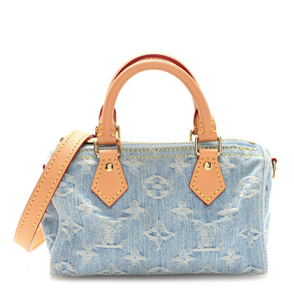 Monogram Denim Nano Speedy Sky Blue