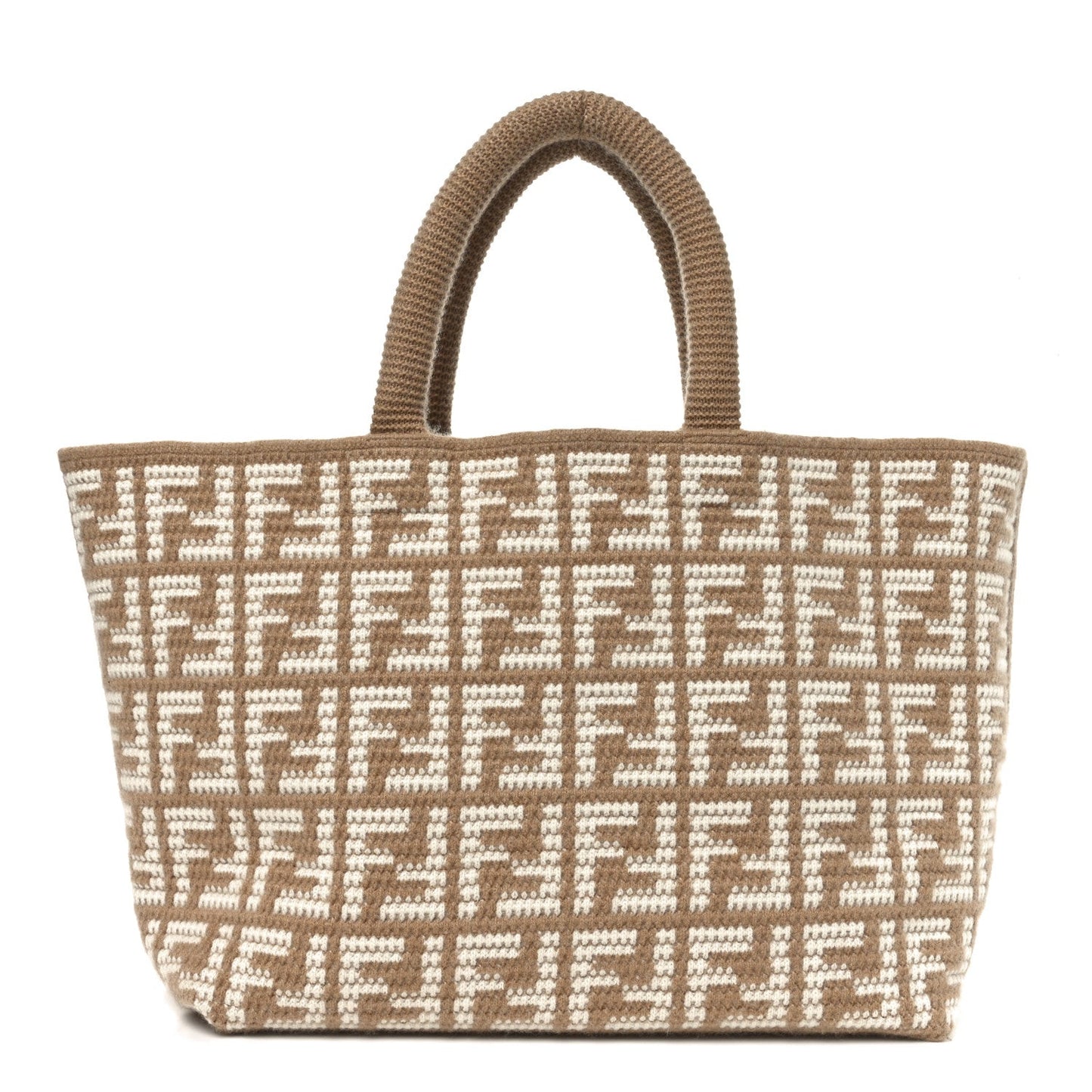 Cashmere Knit FF Large Shopper Tote Cammello