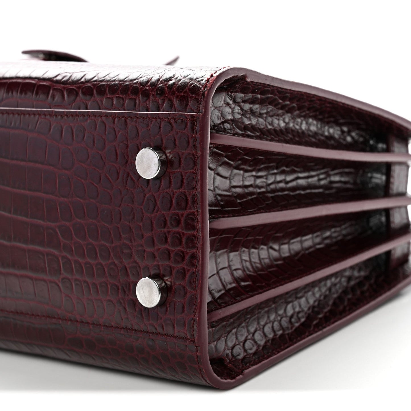 Calfskin Crocodile Embossed Baby Sac De Jour Bordeaux