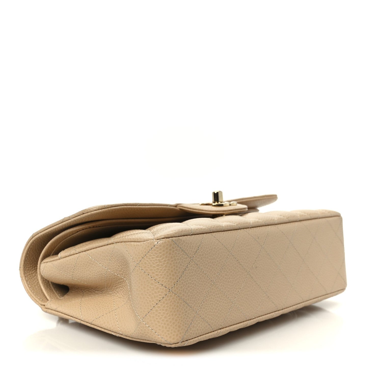 Caviar Quilted Small Double Flap Beige