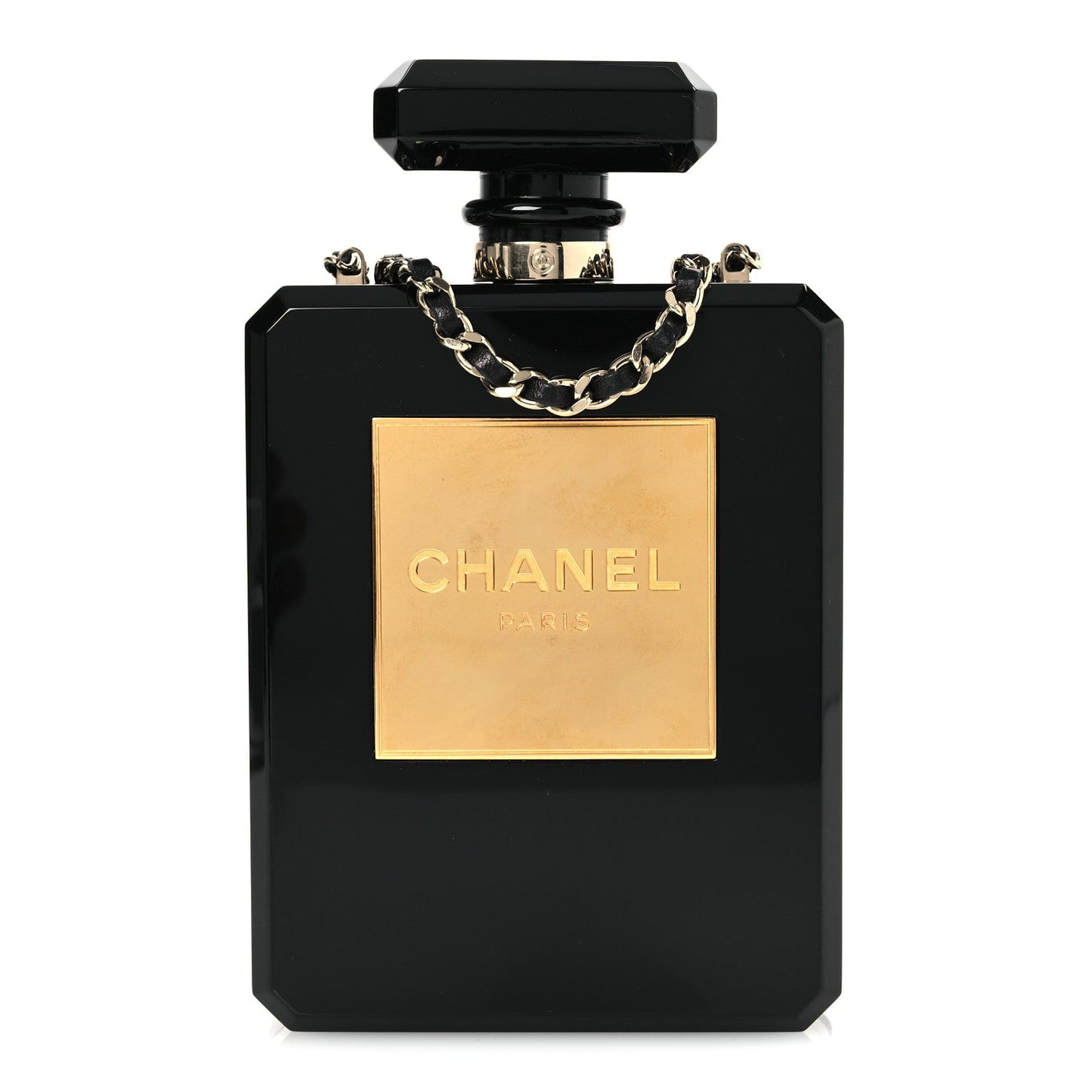 Plexiglass Perfume Bottle Clutch Black