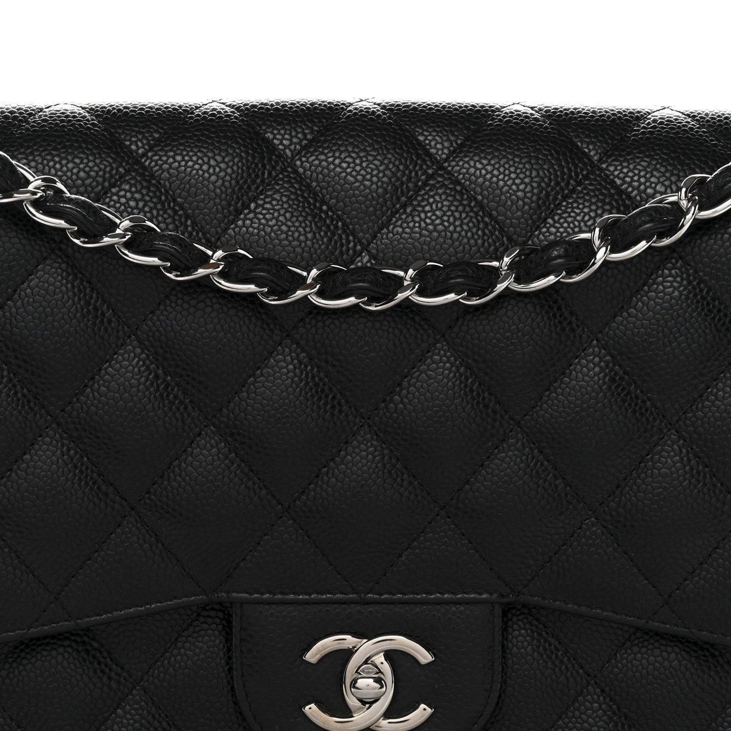 Caviar Quilted Jumbo Double Flap Black