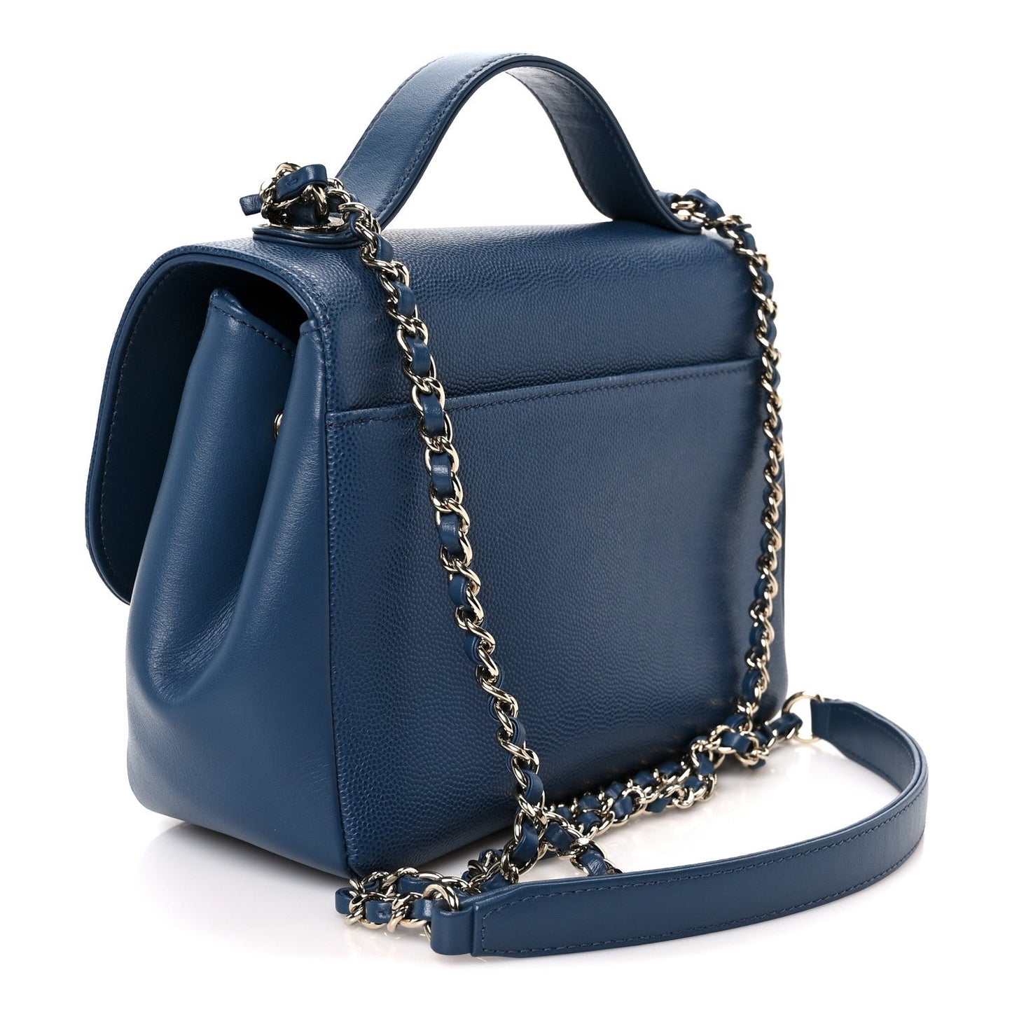 Caviar Quilted Small Business Affinity Flap Blue
