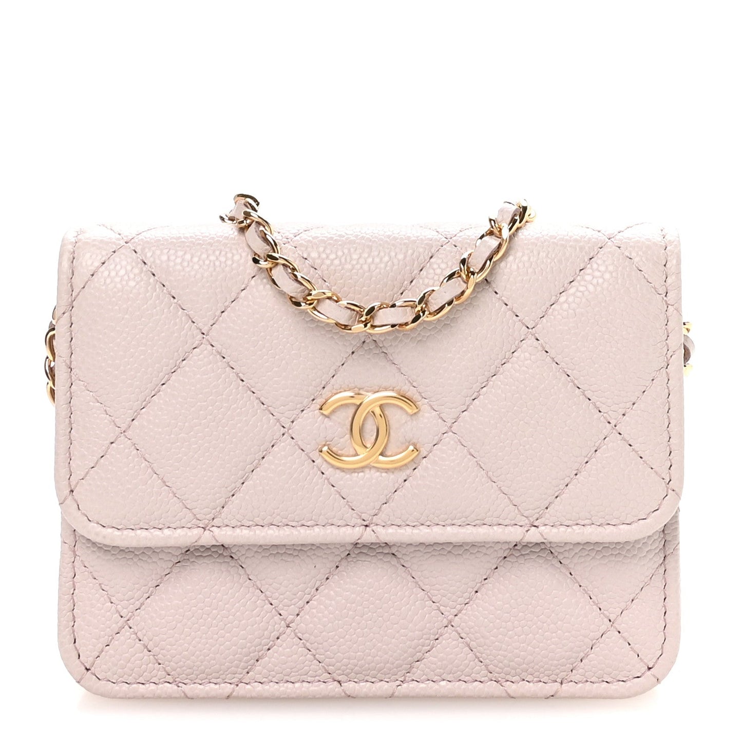 Caviar Quilted Miss Coco Clutch With Chain Light Purple