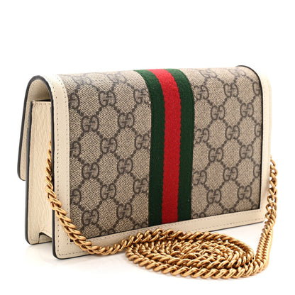 GG Supreme Monogram Web Queen Margaret Chain Wallet White