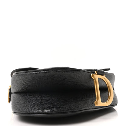 Grained Calfskin Saddle Bag Black