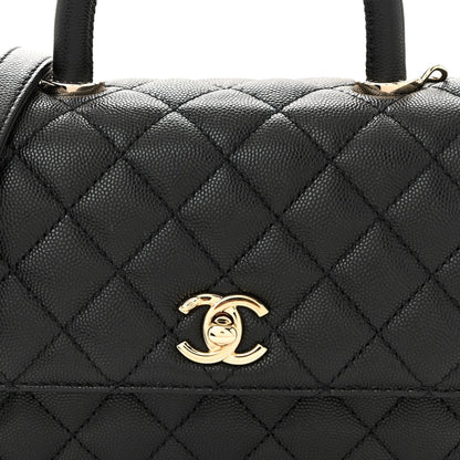 Caviar Quilted Mini Coco Handle Flap Black
