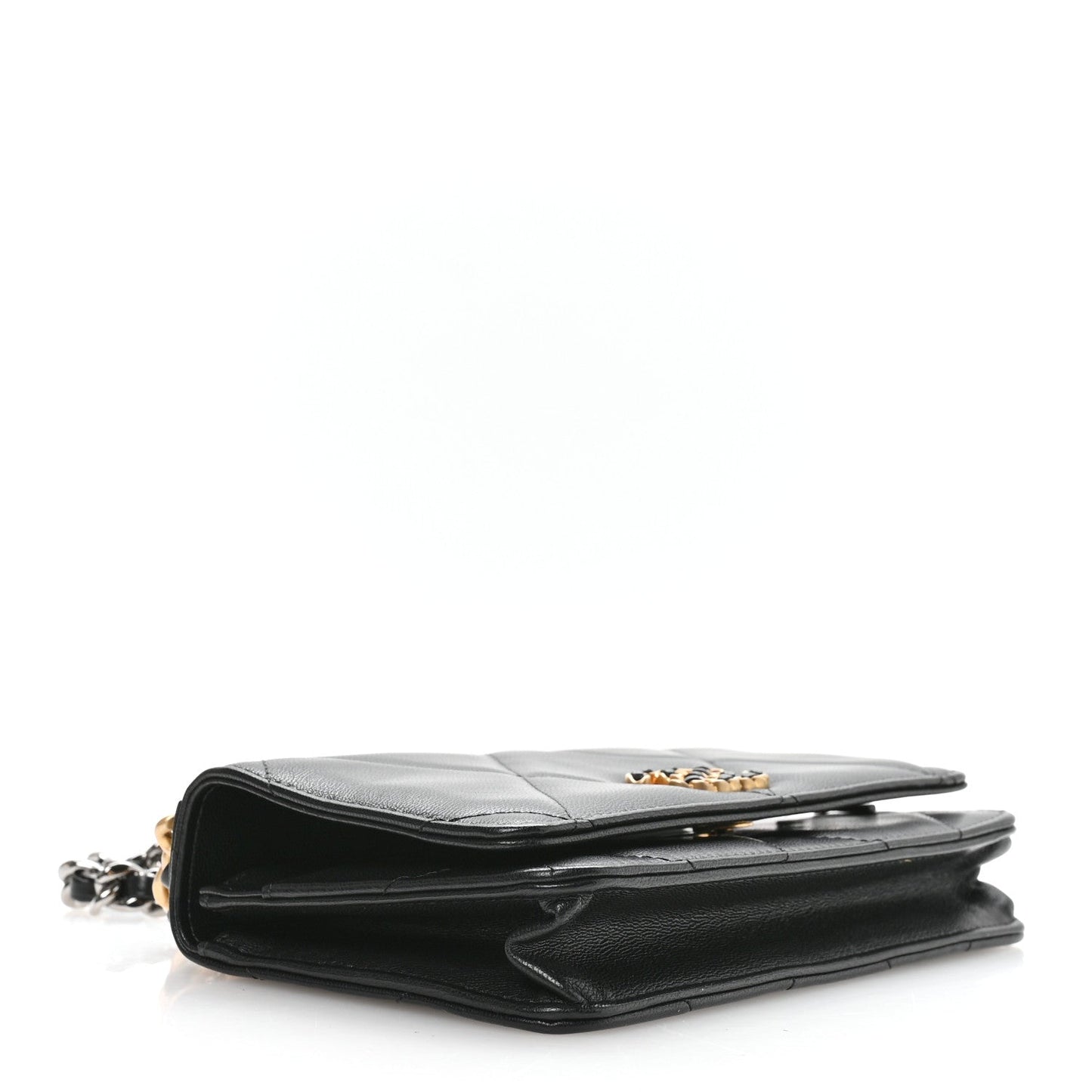 Lambskin Quilted Chanel 19 Wallet On Chain WOC Black
