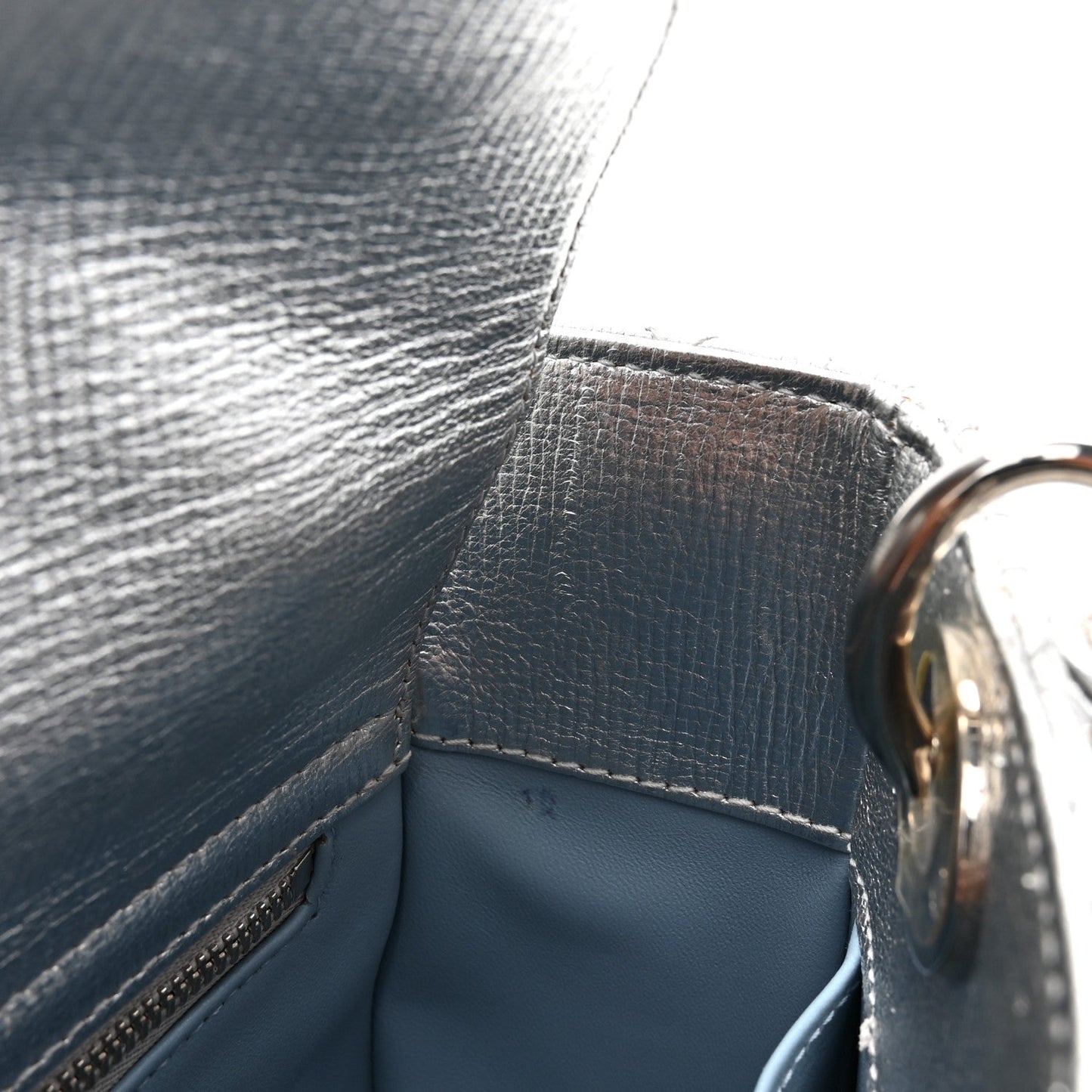 Metallic Grained Calfskin Cannage Small Lucky Badges My Lady Dior Silver