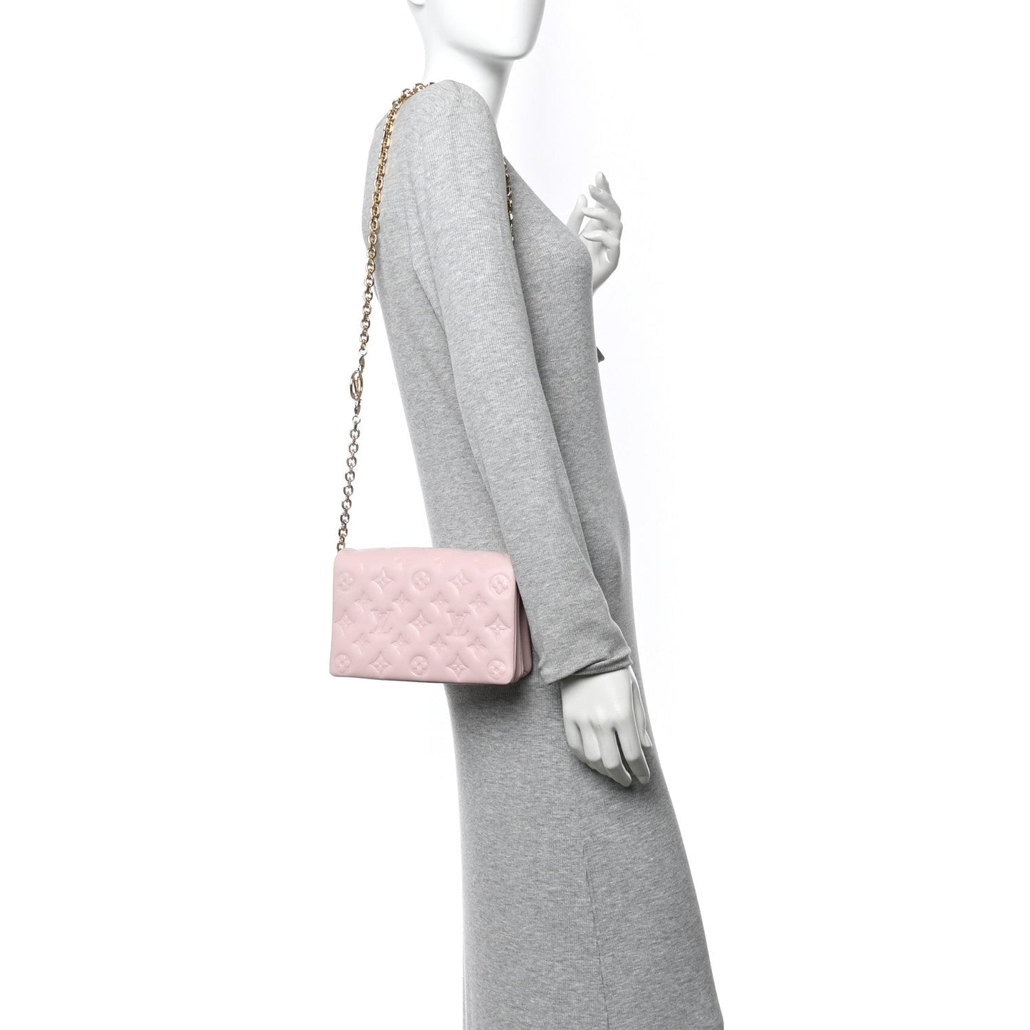 Lambskin Embossed Monogram Pochette Coussin Rose