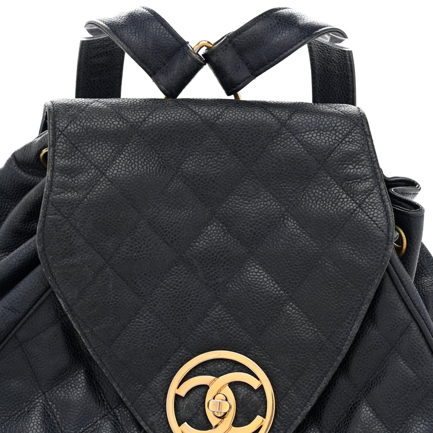 Caviar Quilted CC Drawstring Backpack Navy