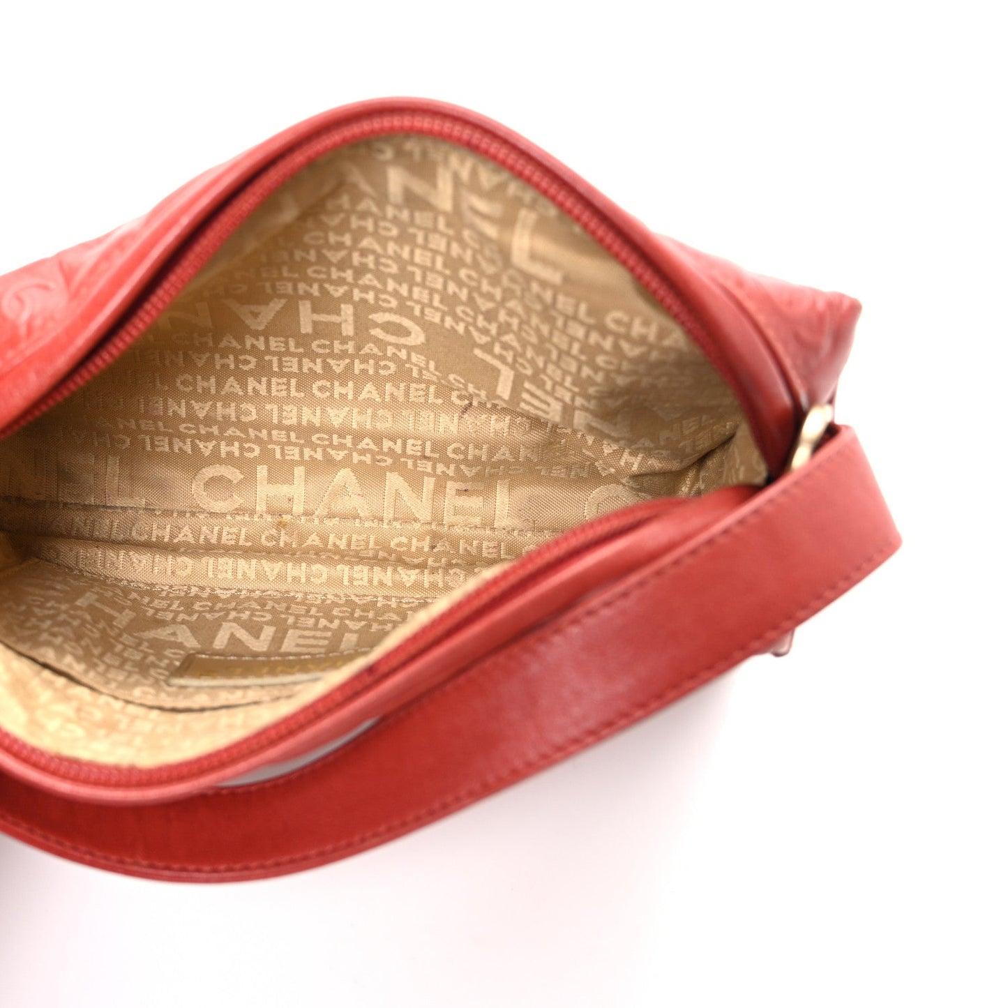 Lambskin Embossed CC Chocolate Bar Shoulder Bag Red