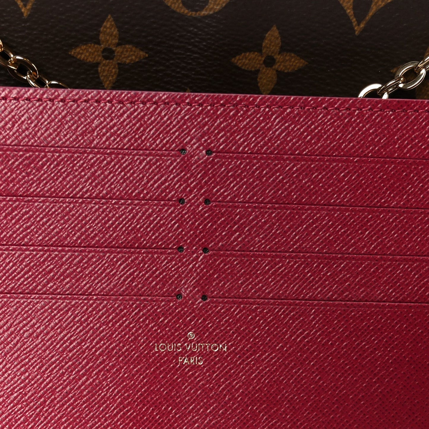 Monogram Pochette Felicie Chain Wallet Fuchsia