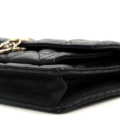 Lambskin Cannage Chain My Dior Daily Chain Pouch Black