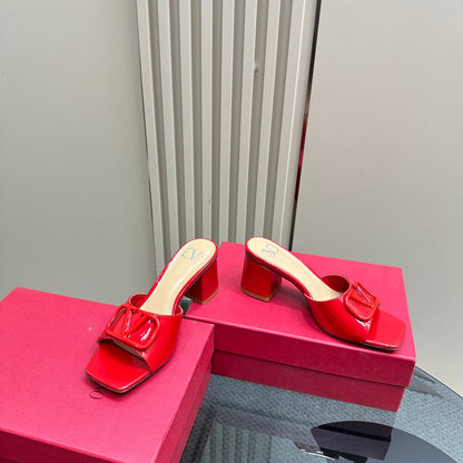 Vogo Signature High Shine Open Toe Sandals In Red Glossy Lambskin  839831