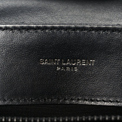 Calfskin Y Quilted Monogram Monochrome Small Loulou Chain Satchel Black