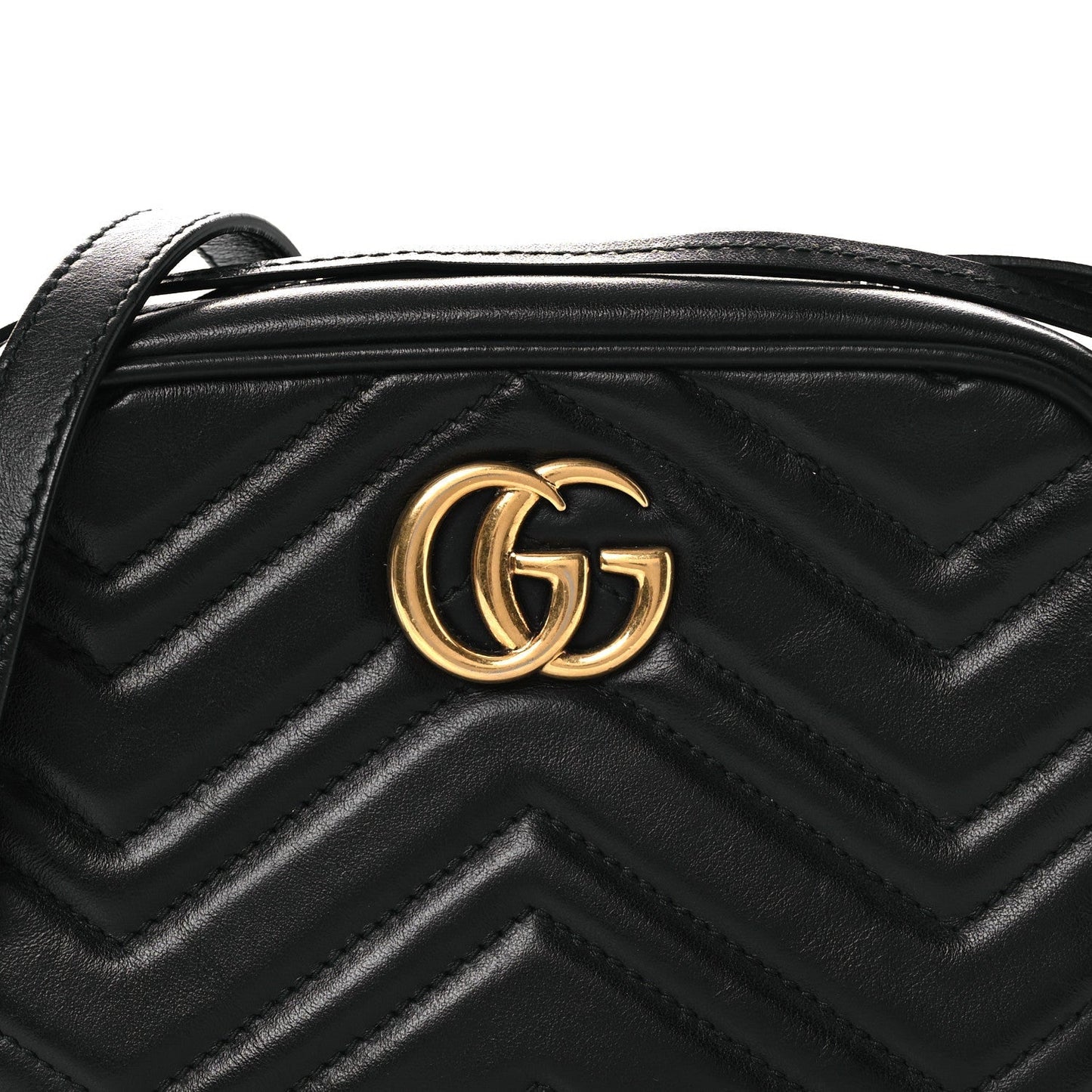 Calfskin Matelasse Mini GG Marmont Chain Shoulder Bag Black