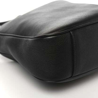 Softy Wonka Textured Dollar Calfskin Medium Diana Shoulder Bag Black