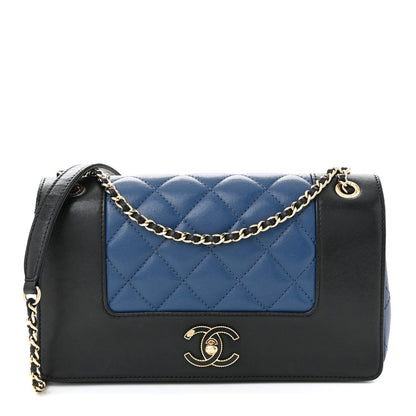 Sheepskin Quilted Small Mademoiselle Flap Black Blue