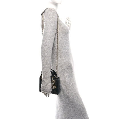 Patent Cannage Mini Lady Dior Black