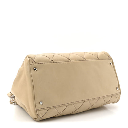 Lambskin Stitched Accordion Tote Beige