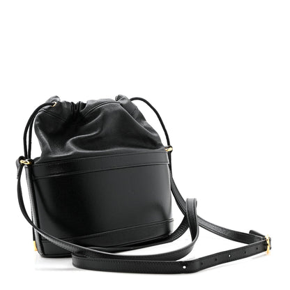 Azalea Sakai Calfskin Horsebit 1955 Drawstring Bucket Bag Black