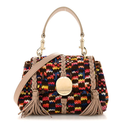 Cashmere Knit Calfskin Mini Penelope Soft Shoulder Bag Woodrose Multicolor