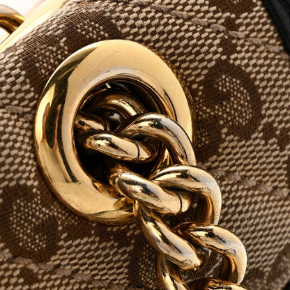 Monogram Matelasse Diagonal Small GG Marmont Shoulder Bag Beige Black