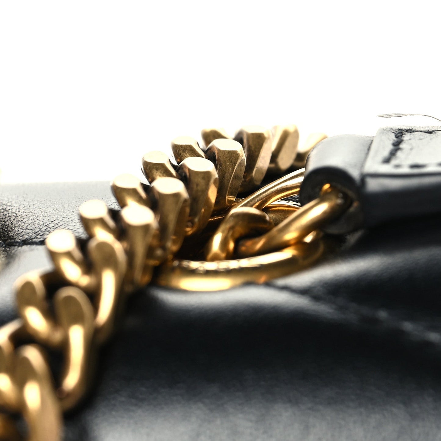 Calfskin Y Quilted Monogram Medium Loulou Chain Satchel Black