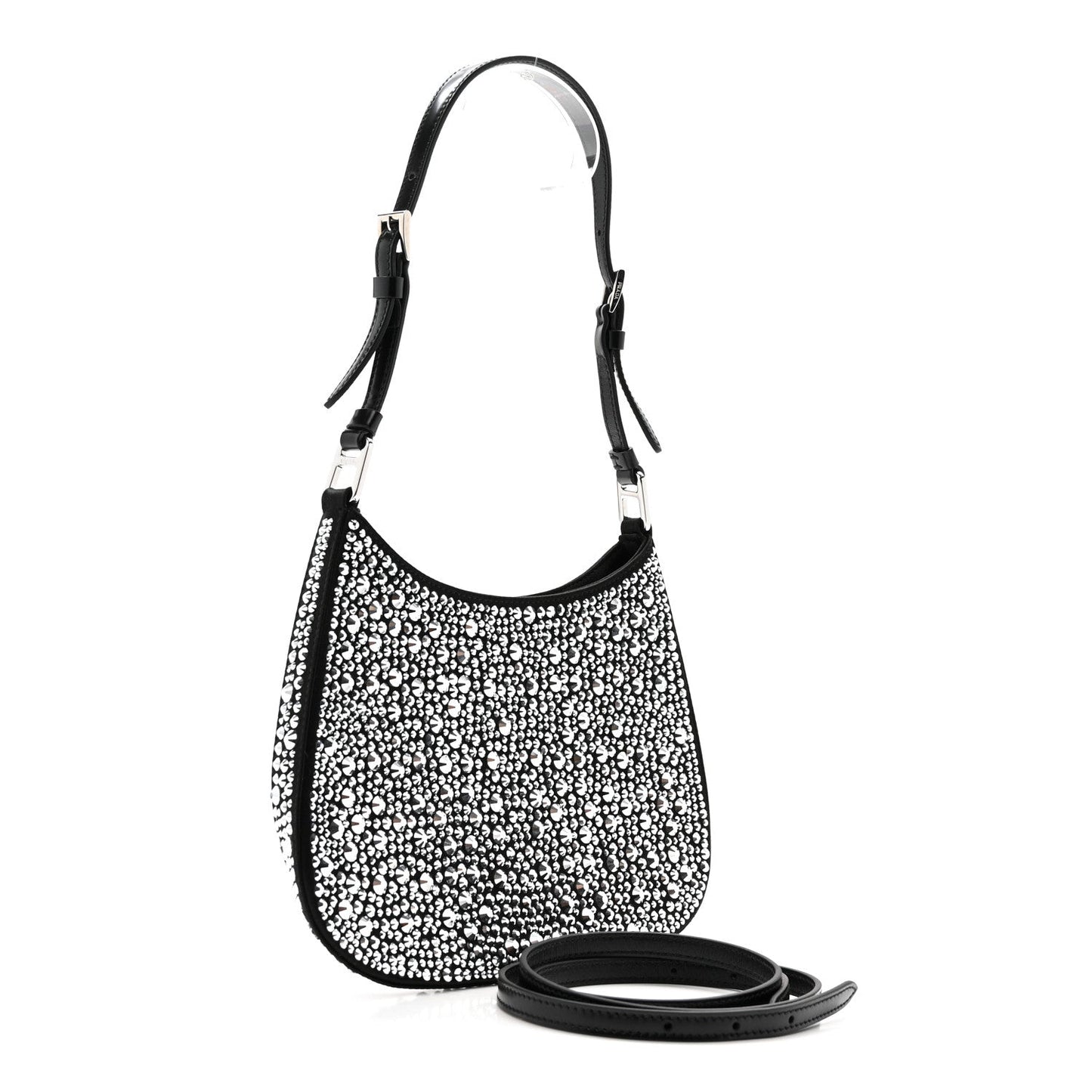 Satin Crystal Cleo Adjustable Strap Shoulder Bag Metal