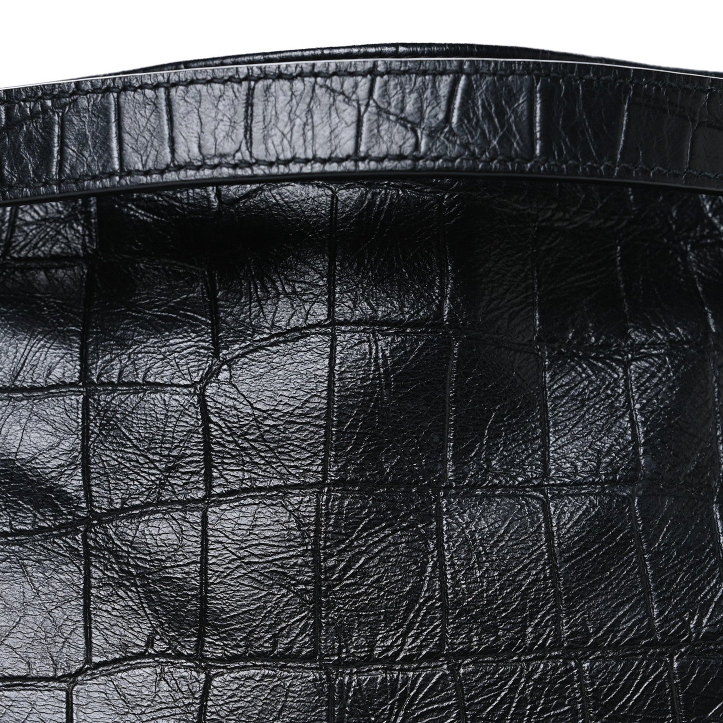 Calfskin Crocodile Embossed Monogram Medium Niki Shopping Bag Black