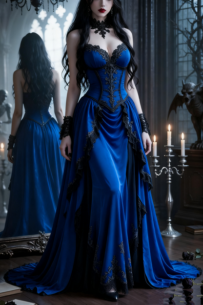 formaldressy-Purple Velvet Long Floor-Length Prom Dress With Train gh5942