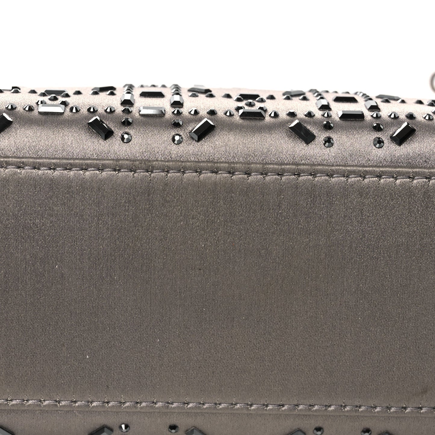 Satin Crystal Cannage Mini Lady Dior Gray