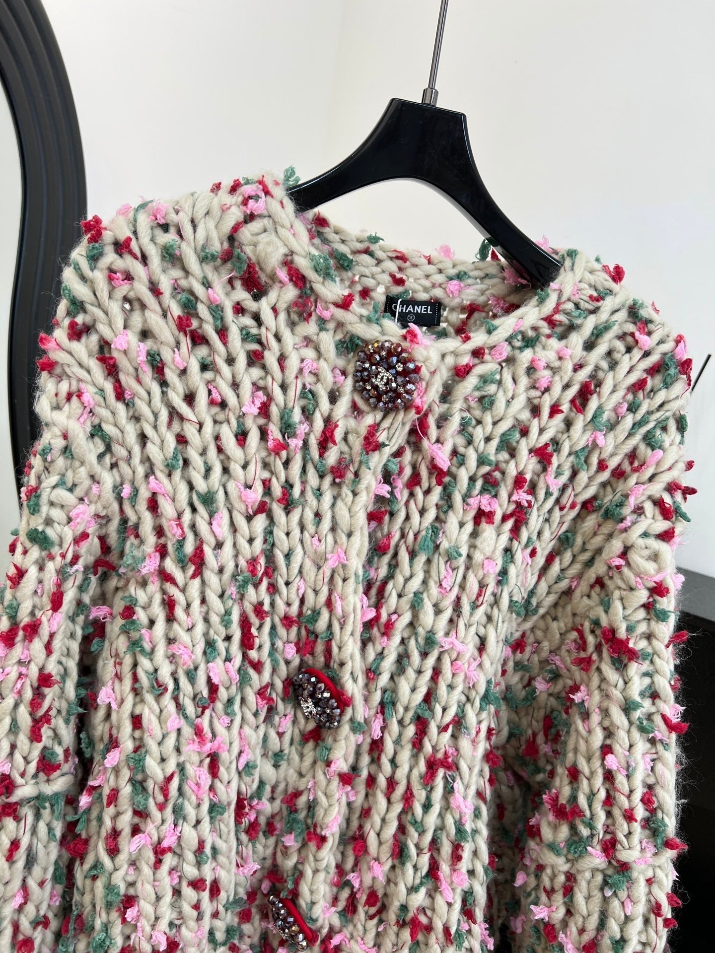Chanel Hand-crocheted Colorful Pom-pom Coat Cashmere