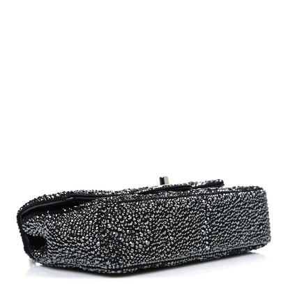 Satin Diamante CC Logo Small Flap Black Ruthenium
