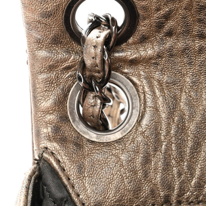 Distressed Metallic Lambskin Quilted Le Marais Ligne Flap Gold