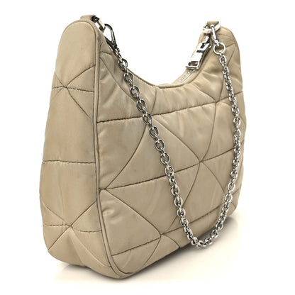 Re-Nylon Triangle Quilted Padded Patchwork System Shoulder Bag Deserto