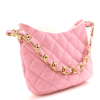 Lambskin Quilted CC Links Hobo Light Pink