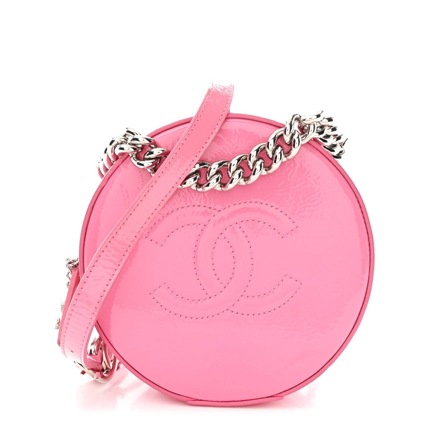 Glazed Calfskin Round As Earth Evening Bag Pink