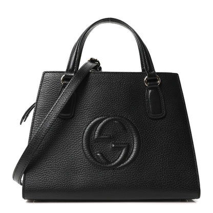 Dollar Calfskin Medium Soho Top Handle Satchel Black