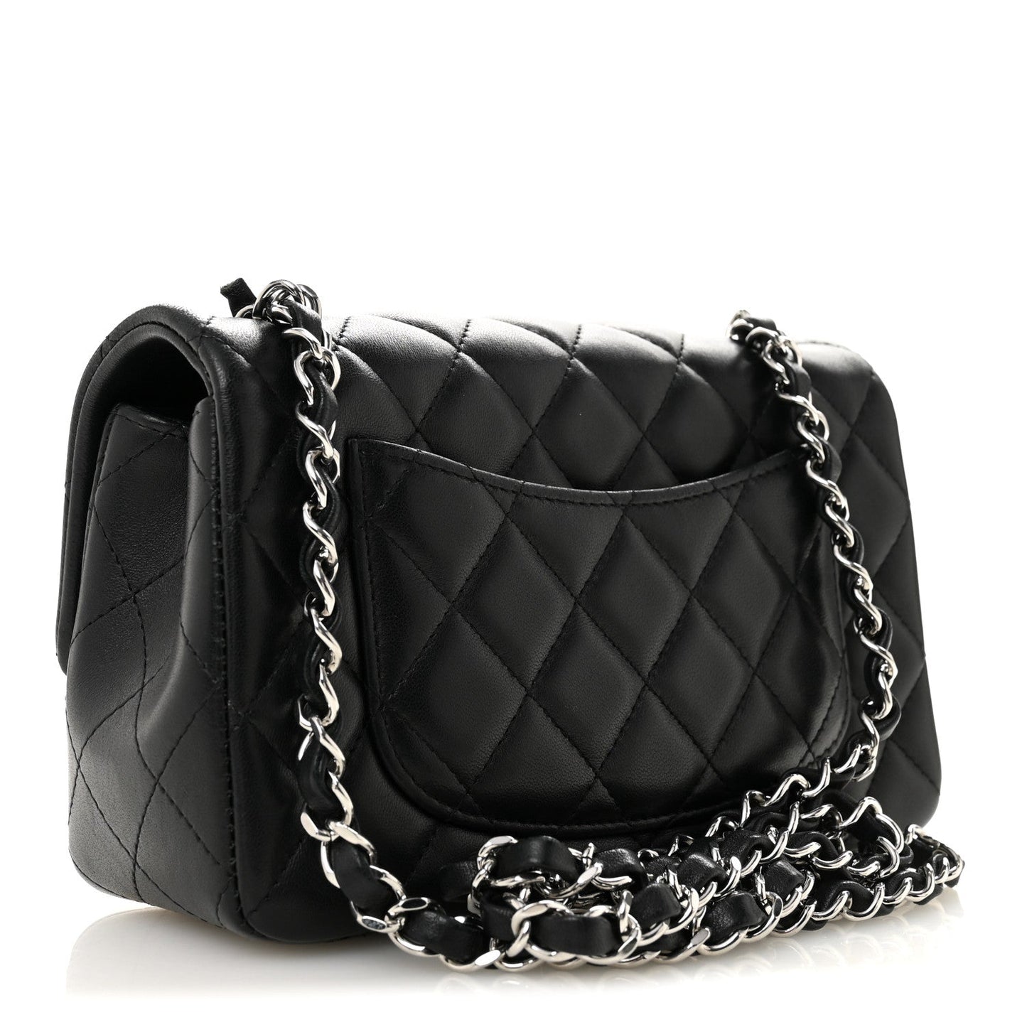 Lambskin Quilted Mini Rectangular Flap Black