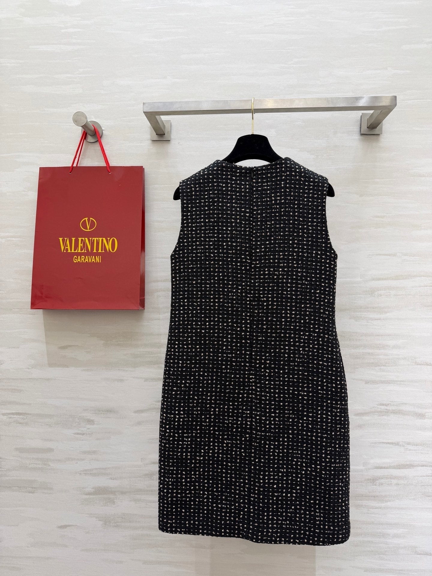 Valen 26s Rhinestone-Studded Sleeveless Dress Black Tweed 344770