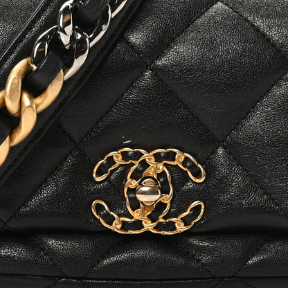 Goatskin Quilted Chanel 19 Waist Bag Black