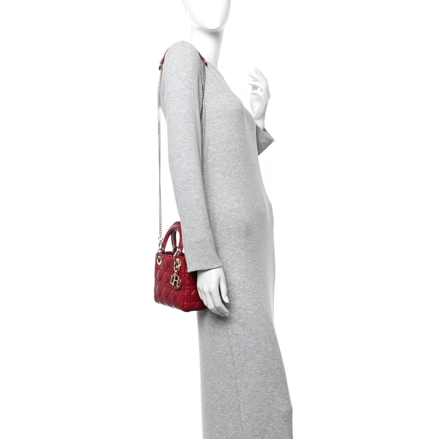 Lambskin Cannage Mini Lady Dior Red