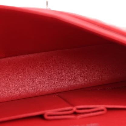 Lambskin Quilted Small Double Flap Dark Red