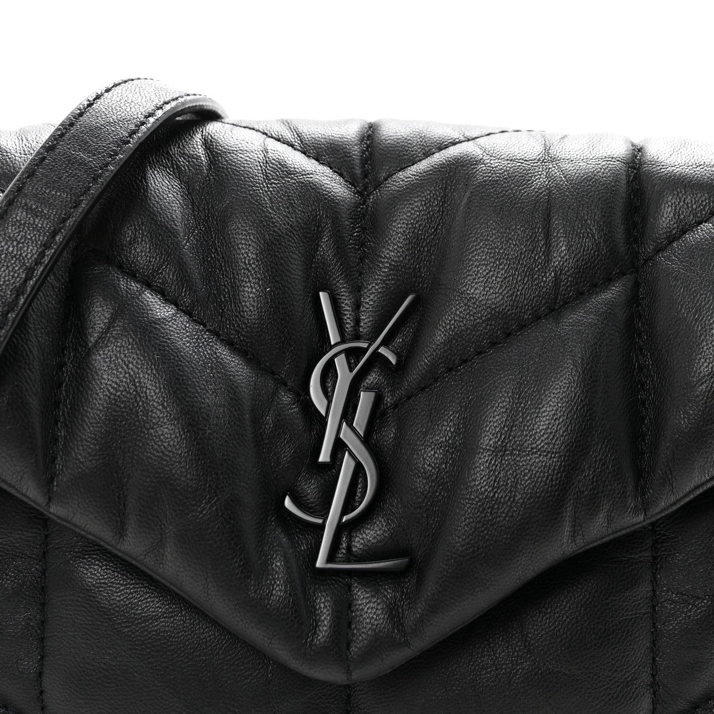 Calfskin Quilted Toy Loulou Puffer Monogram Monochrome Chain Satchel Black