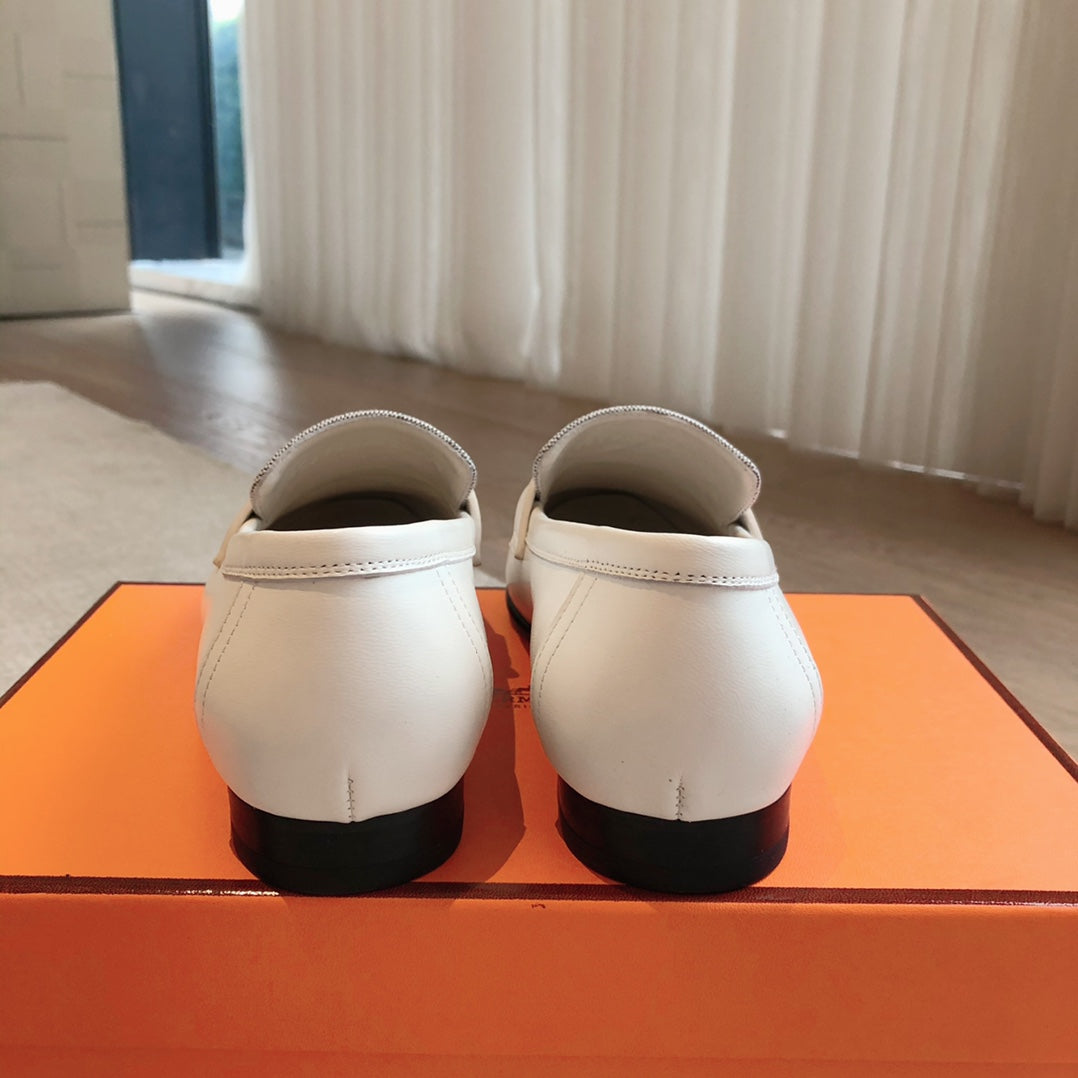 Paris Loafer Grey Canvas and White Calfskin With Signature Buckle 734378